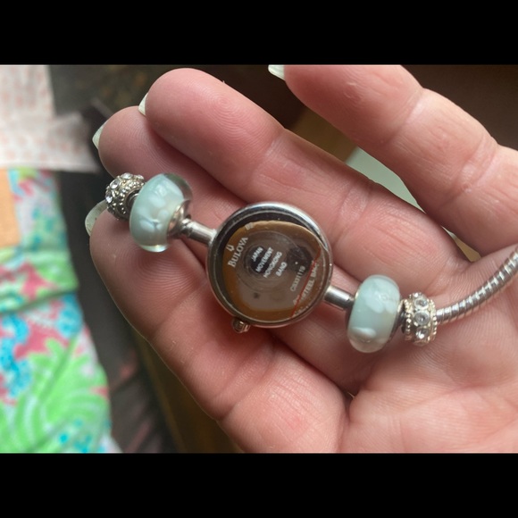 NWOT Caravelle by Bulova Charm Watch -adjustable bracelet. Glass & crystal beads - Picture 5 of 7
